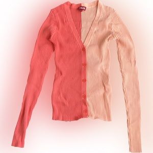 Staud Coral Color Block Sweater
